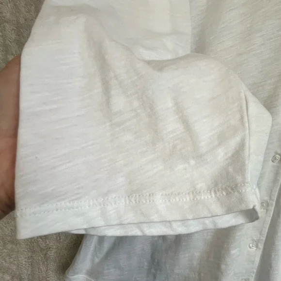 Boden Ivory Cottagecore Cotton Button Up Blouse Sz 22R Ruffle Neck Minimalist - Picture 7 of 16